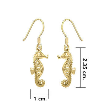 Celtic Knots Seahorse Solid Gold Earrings GER033 - Jewelry